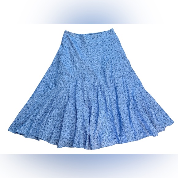Charter Club Dresses & Skirts - Y2K 100%cotton Charter Club Blue Patterned Women's lined midi Skirt‎ size6